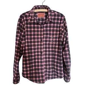 Outback Trading Company Lodge Big Shirt Pink Black Checked Flannel Western XL